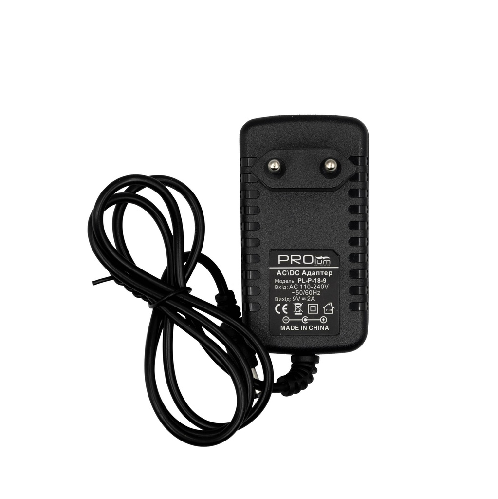 Адаптер живлення PROLUM 9V, 18W, 2.0А, Series "P"