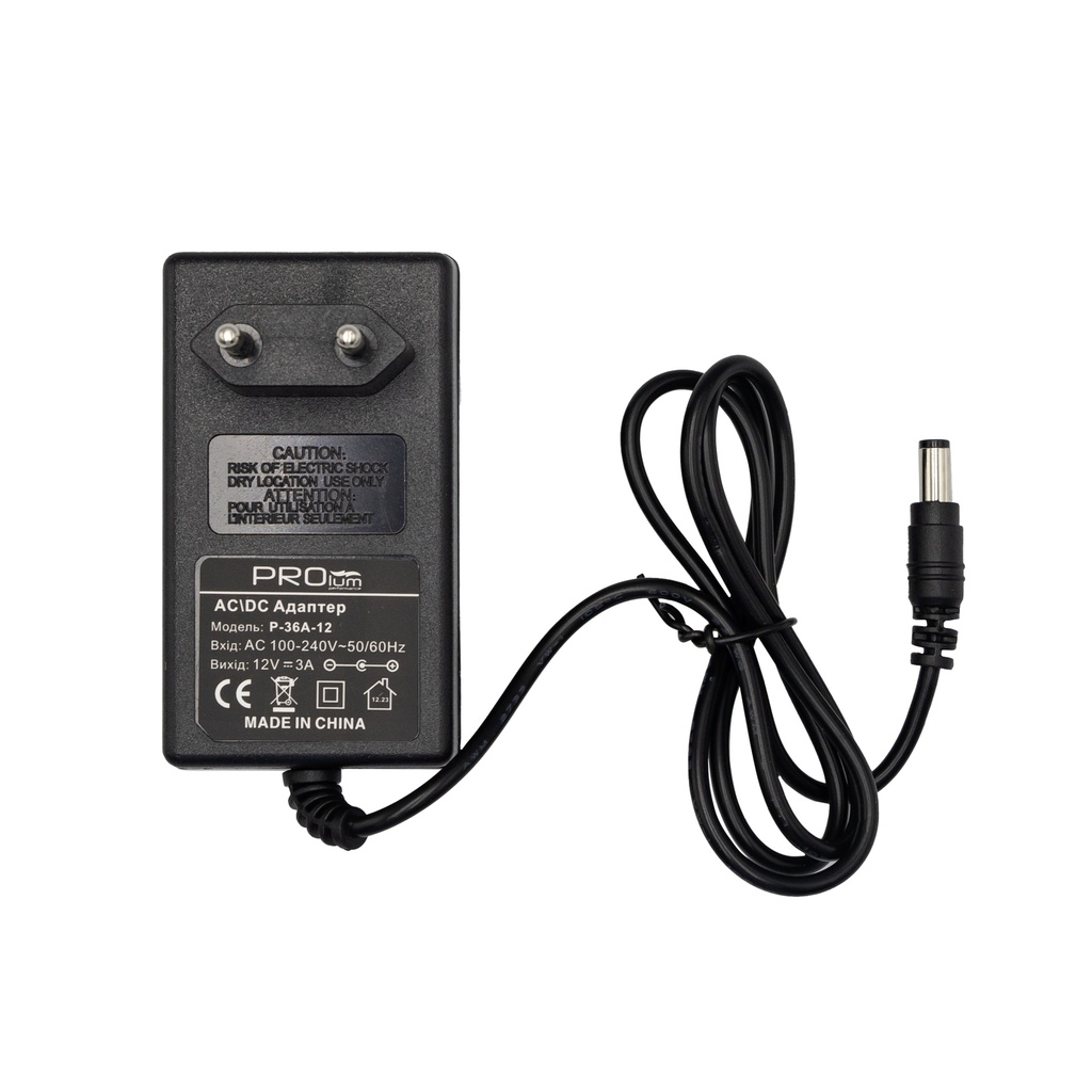 Адаптер живлення PROLUM™ 12V, 36W, 3.0А, Series "P"