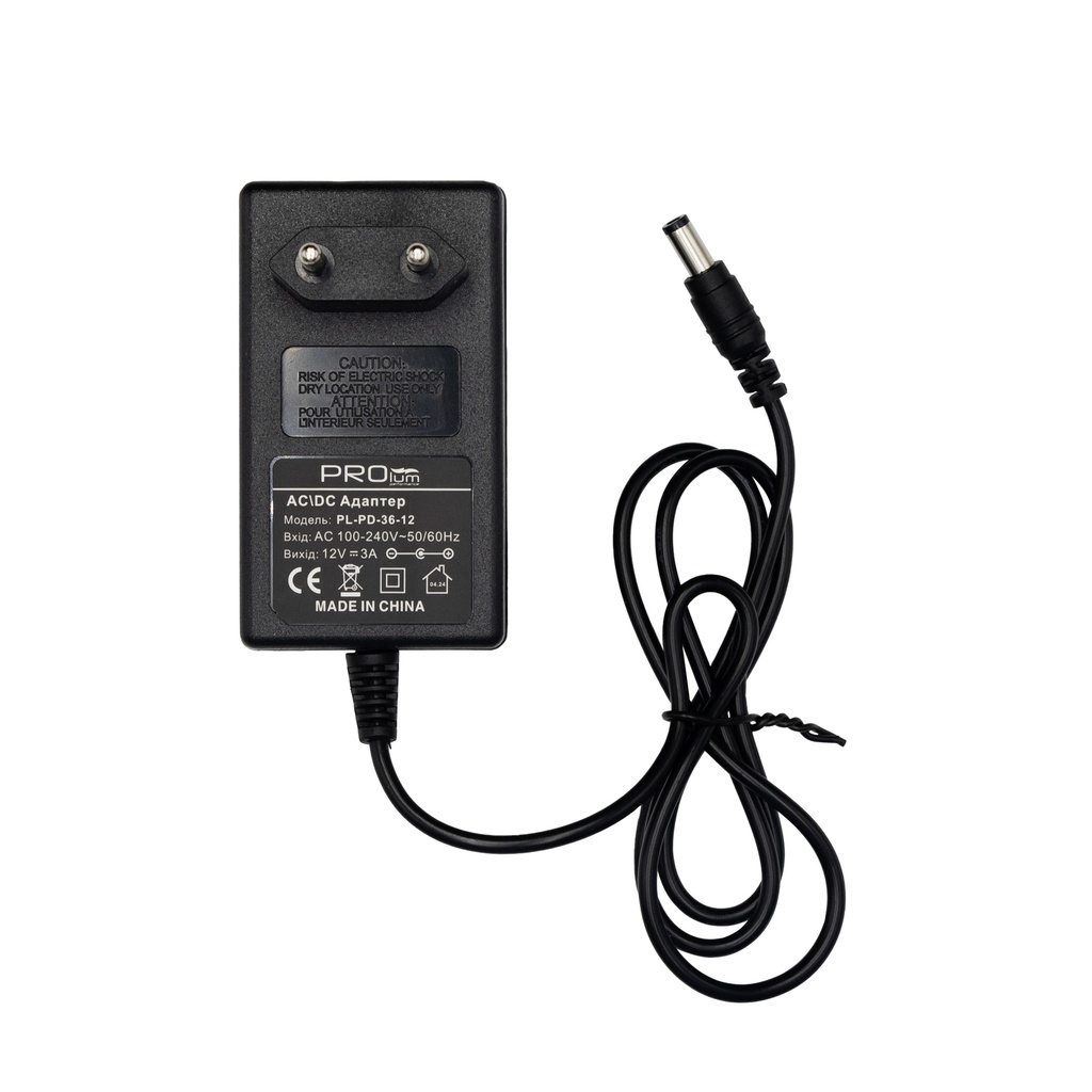 Адаптер живлення PROLUM™ 12V, 36W, 3.0А, Series "PD"