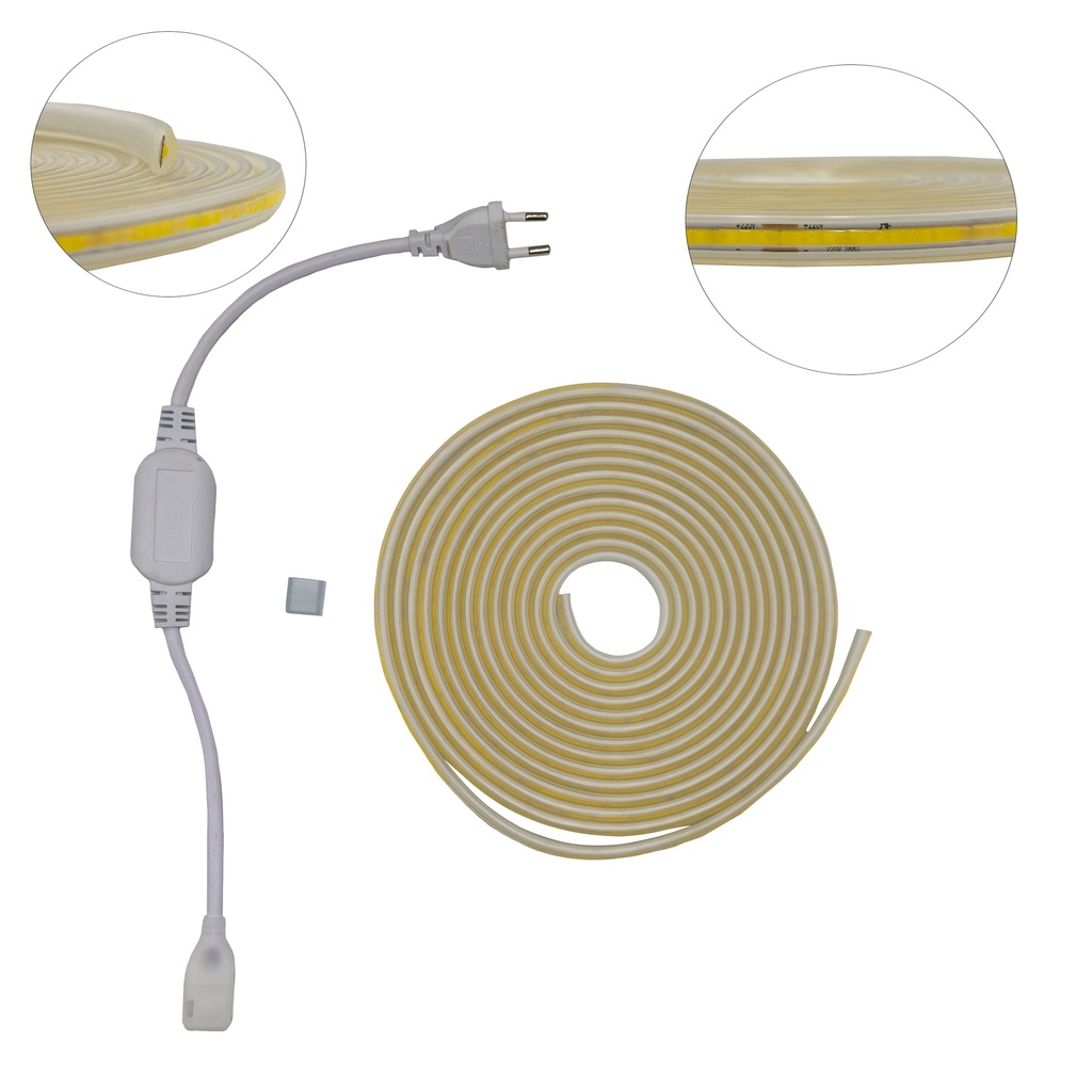 Готовий набір Світлодіодної LED стрічка СОВ PROLUM™ 220V 280 LED IP67 12 ММ Series "PRO", Білий (5500-6000К)