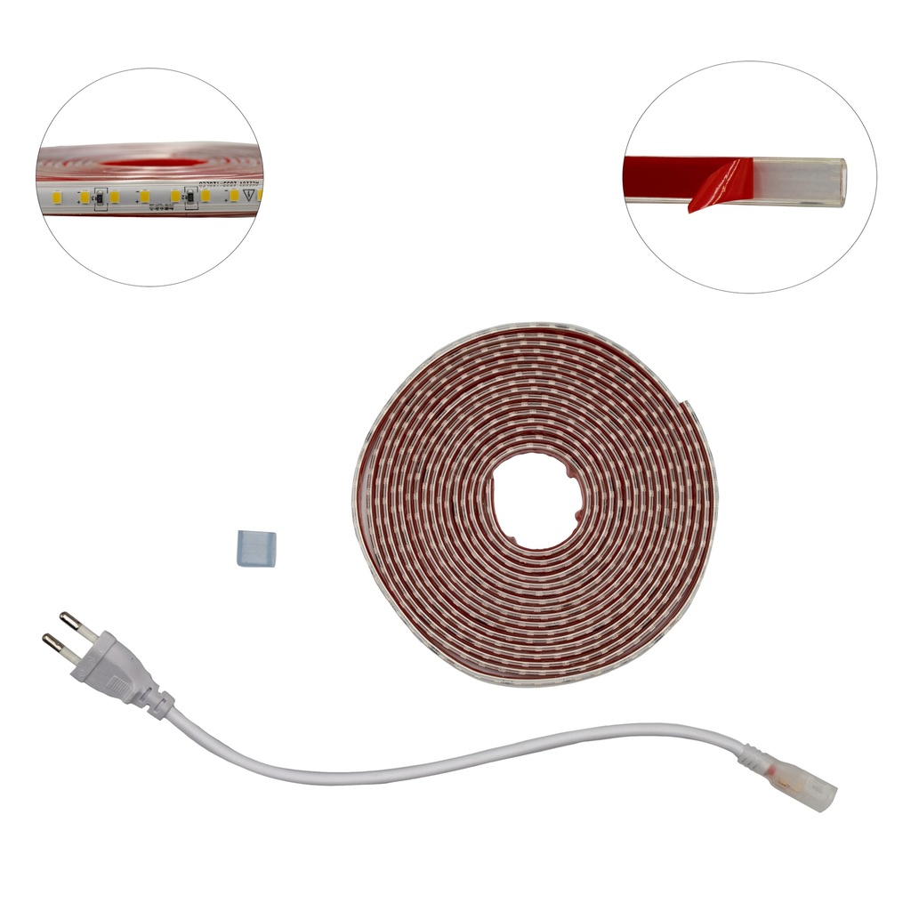 Готовий набір Світлодіодної LED стрічки PROLUM™ 220V; 2835\120; IP67; 8 ММ; Series "S", Тепло-Білий (2800-3200K)