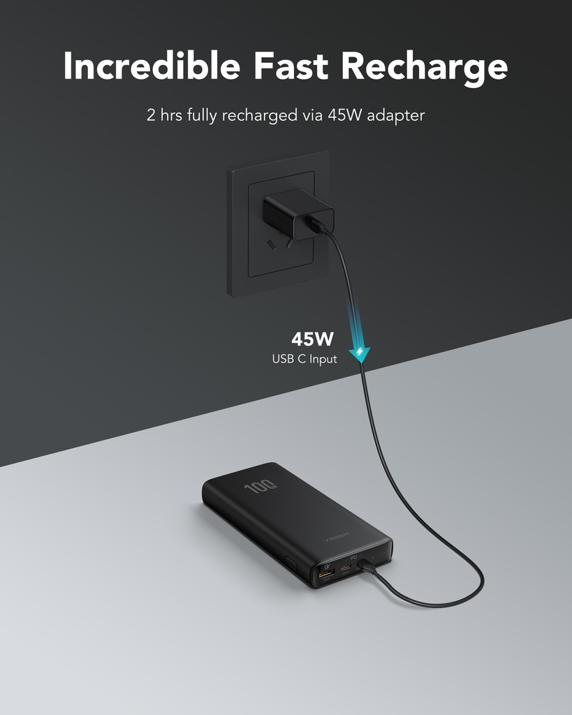 Зовнішній акумулятор Power Bank VEGER 20000MAH (W2032C)
