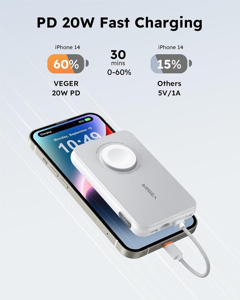 Зовнішній акумулятор Power Bank VEGER PD 10000MAH (W1171)