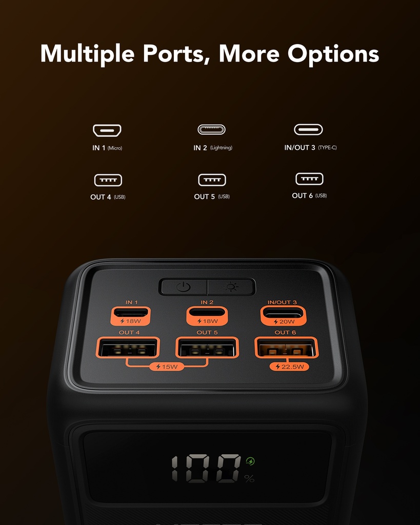 Зовнішній акумулятор Power Bank VEGER TANK LITE 50000MAH (W5001)