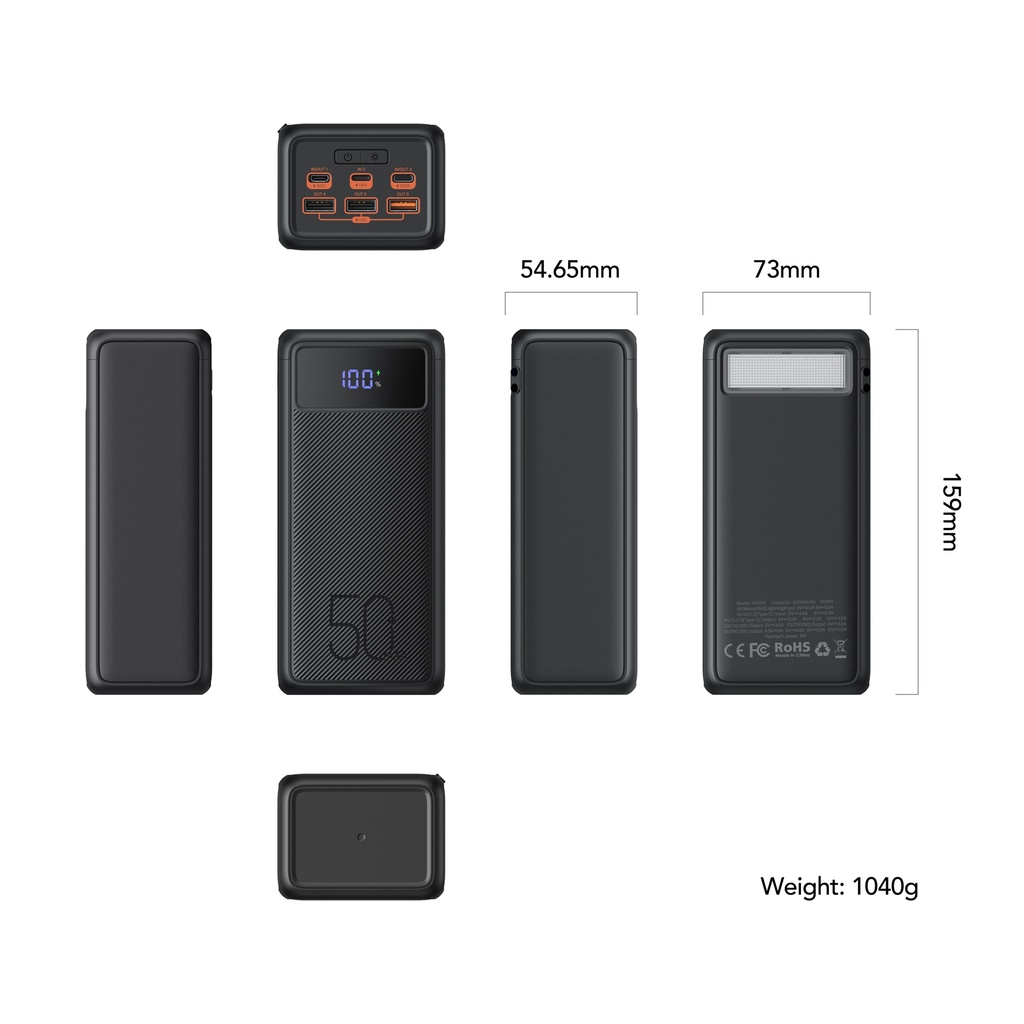 Зовнішній акумулятор Power Bank VEGER TANK LITE 56000MAH (W5001С)