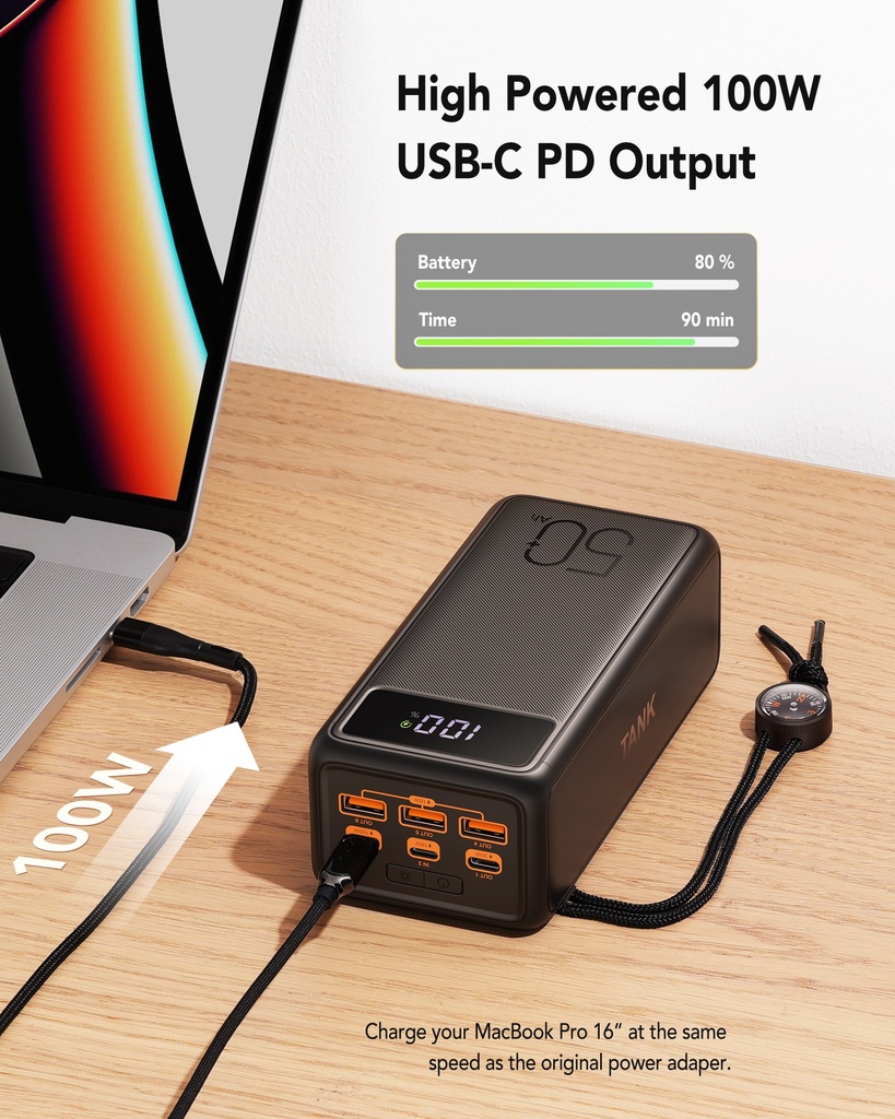 Зовнішній акумулятор Power Bank VEGER TANK LITE 56000MAH (W5001С)