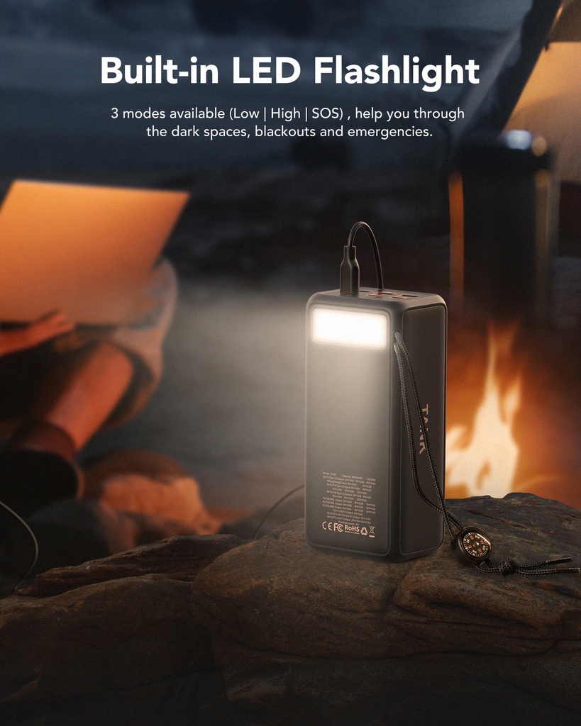 Зовнішній акумулятор Power Bank VEGER TANK LITE 56000MAH (W5001С)