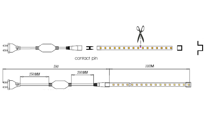 Кабель живлення PROLUM™ для LED стрічки 220V - 12ММ