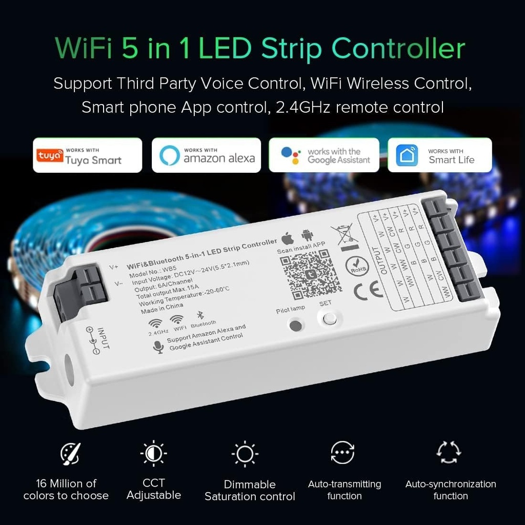 Контролер керування універсальний PROLUM 5in1; Wi-Fi; TUYA; 15A; Series: HomeLink