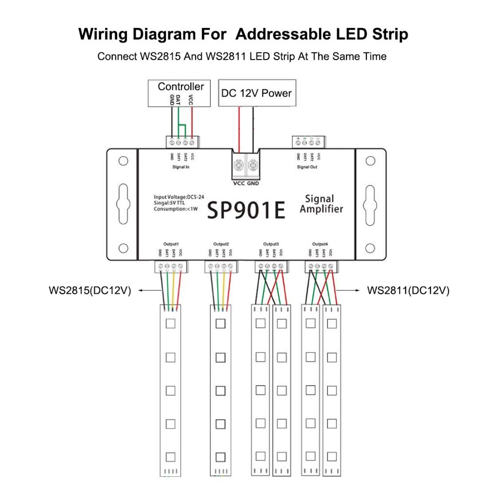 Підсилювач сигналу PROLUM SPI RGB (901E)
