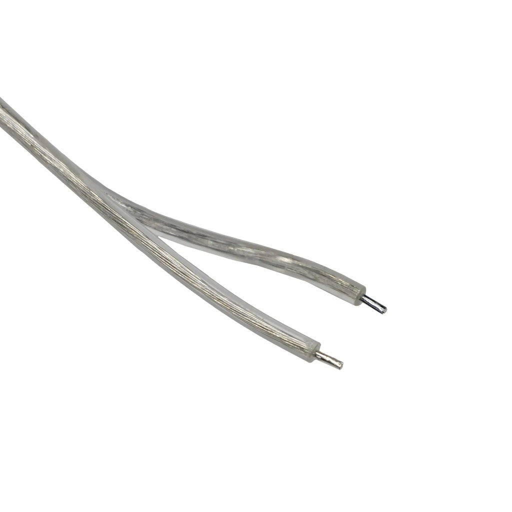 Провід PROLUM™ прозорий в подвійній ізоляції, з роз'ємом мама (2х0.5mm; 5.5х2.1;UL2464;AWG20;2М)