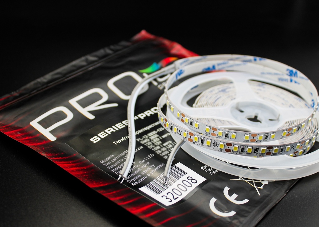 Світлодіодна LED стрічка PROLUM™ 12V; 2835\120; IP20; Series "PRO", Холодний-білий (9000-10000К)