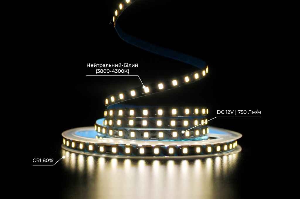 Світлодіодна LED стрічка PROLUM™ 12V; 2835\120; IP20; S-TYPE Series "SG", Нейтральний-Білий (3800-4300K)