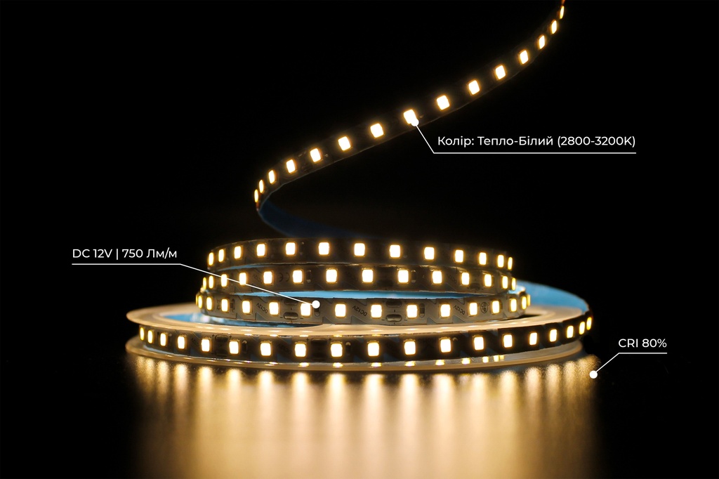 Світлодіодна LED стрічка PROLUM™ 12V; 2835\120; IP20; S-TYPE Series "SG", Тепло-Білий (2800-3200K)