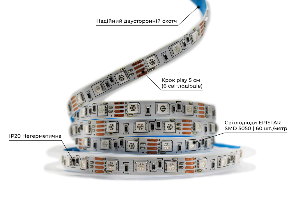 Світлодіодна LED стрічка PROLUM™ 12V; 5050\60; IP20; Series "S", RGB