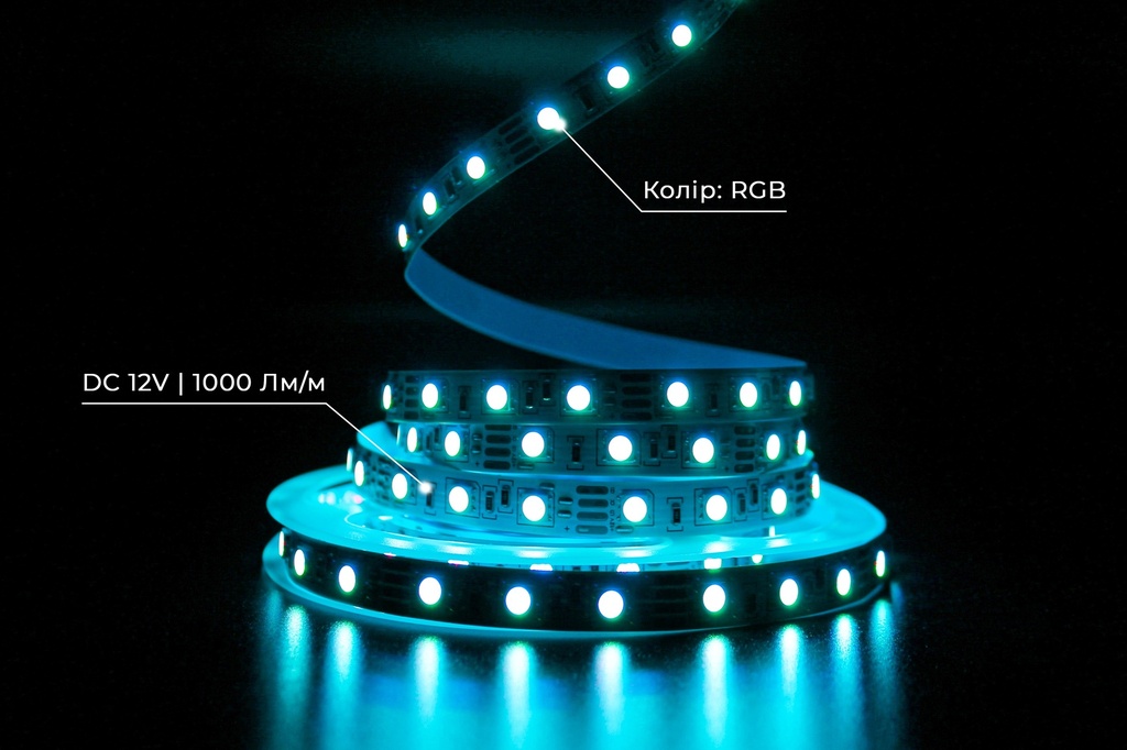 Світлодіодна LED стрічка PROLUM™ 12V; 5050\60; IP20; Series "S", RGB