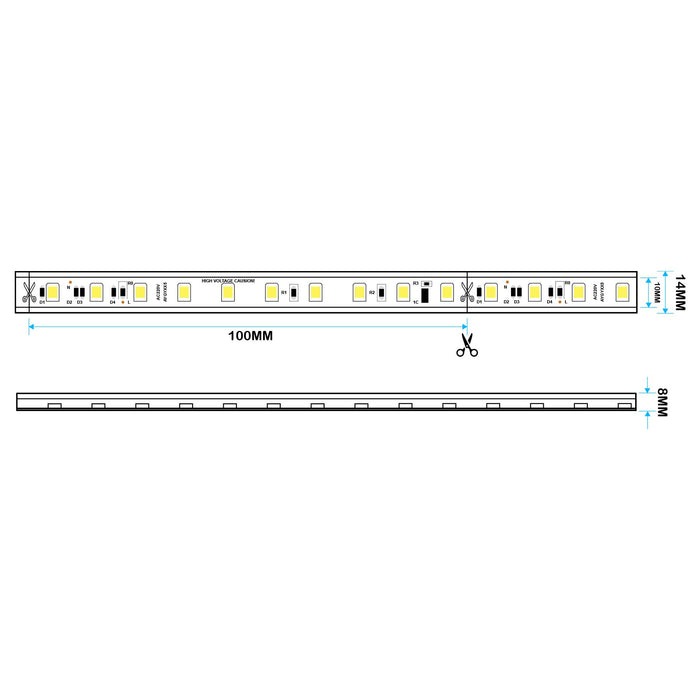 Світлодіодна LED стрічка PROLUM™ 2835\120; IP67; 220V; Series "S", Білий (5500-6000К)