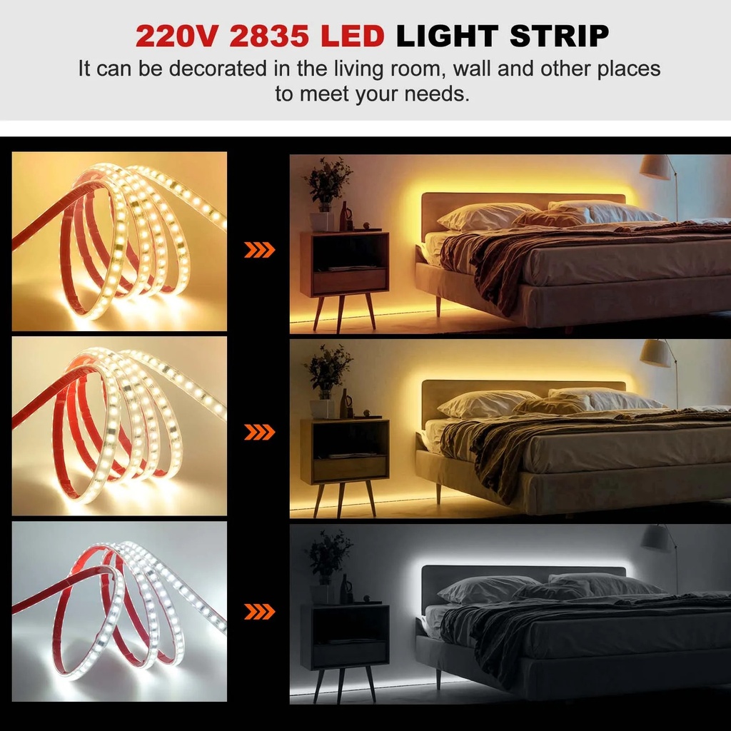 Світлодіодна LED стрічка PROLUM™ 2835\120; IP67; 220V; Series "S", Білий (5500-6000К)