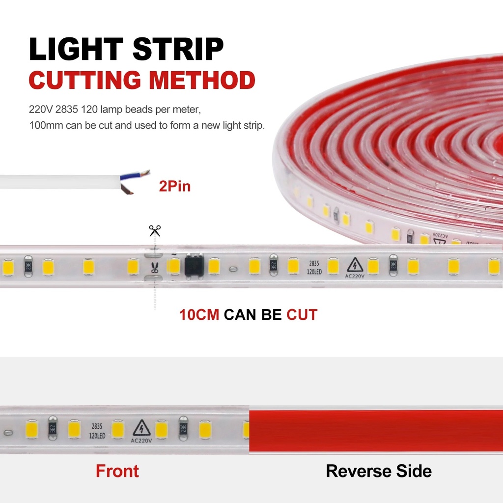Світлодіодна LED стрічка PROLUM™ 2835\120; IP67; 220V; Series "S", Білий (5500-6000К)
