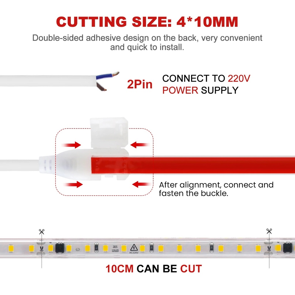 Світлодіодна LED стрічка PROLUM™ 2835\120; IP67; 220V; Series "S", Білий (5500-6000К)