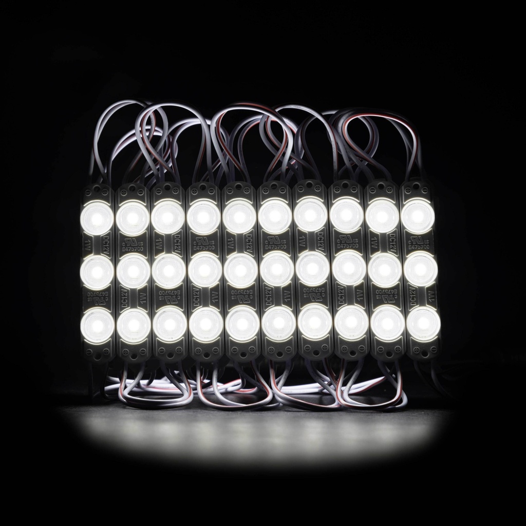 Світлодіодний модуль PROLUM T1, SMD2835, 3LED, 12V, 1W, IP66, З лінзою, Білий