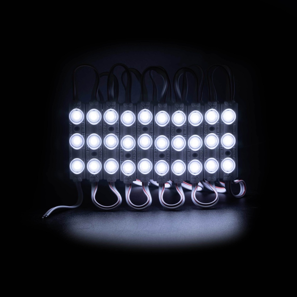 Світлодіодний модуль  PROLUM V1, SMD2835, 3LED, 12V, 1,5W, З лінзою, 70х15; Холодний-білий (9000К-10000К)