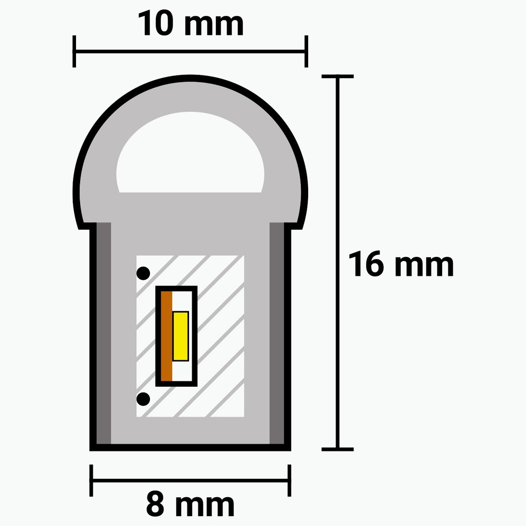 Світлодіодний неон PROLUM™ 8x16, IP68, 24V, Series "NF", Тепло-Білий, PRO