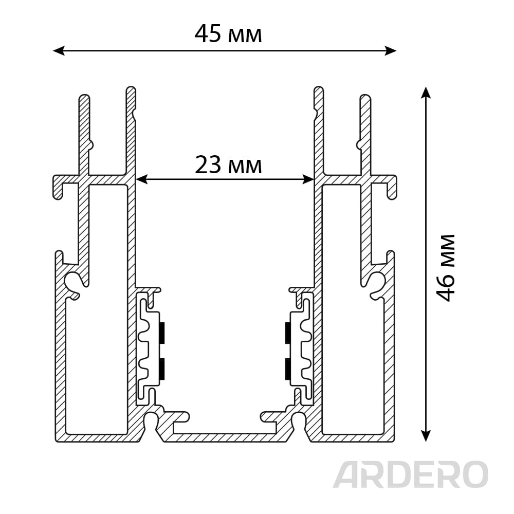 Шинопровід Ardero CABM1004 для натяжних стель вбудований 2м чорний