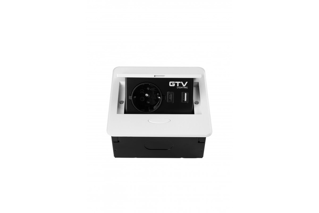 Вбудована меблева розетка GTV AVARO, 1x розетка Schuko, USB A+C, кабель 1,5 м, біла (AE-PB1SAVA-10N)