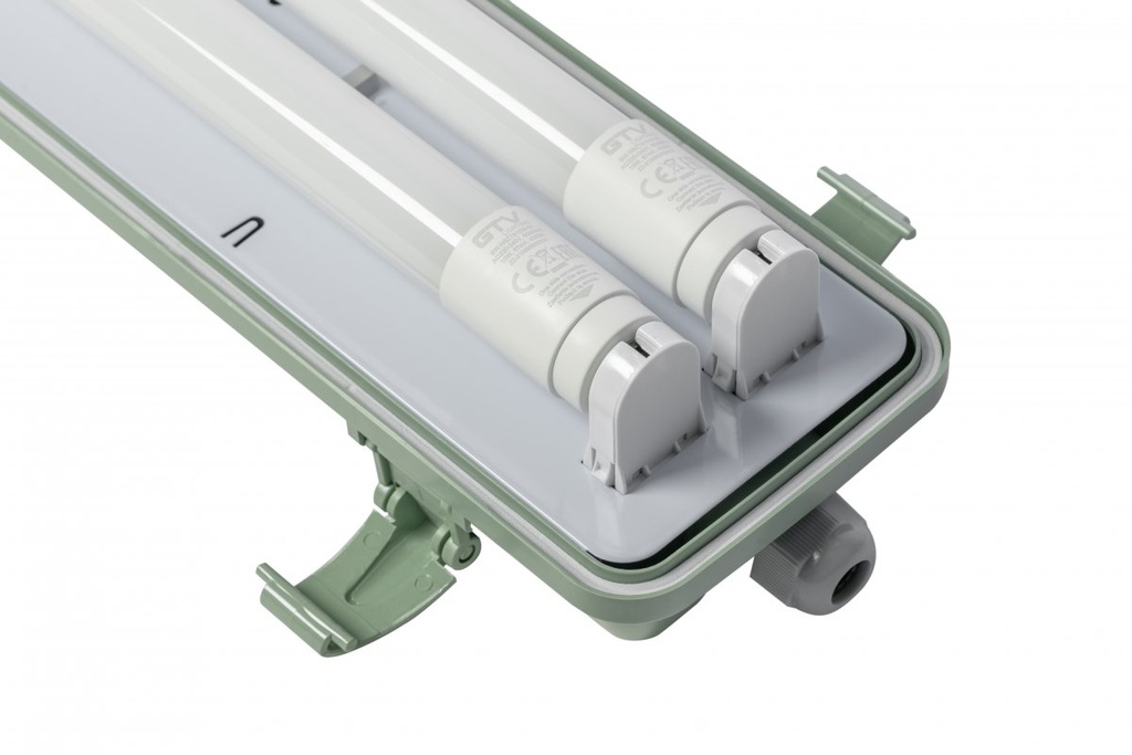 Герметичний світильник GTV HELIOS BIS 70х11см, T8, G13, AC220-240V, 50/60Hz, IP65, ABS/PS, сірий
