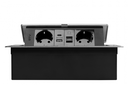 Меблева розетка GTV MULTISOFT, 2хSHUKO, USB A+C, RJ45, кабель 1.5 м, алюміний
