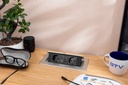 Меблева розетка GTV MULTISOFT, 2хSHUKO, USB A+C, RJ45, кабель 1.5 м, алюміний