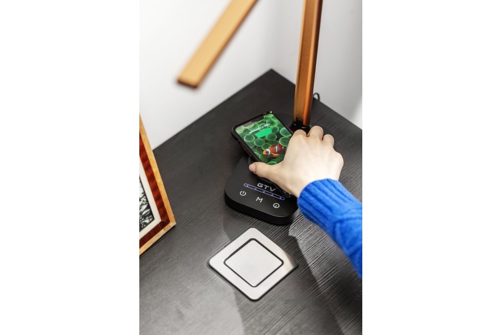 Подовжувач GTV врізний-висувний квадратний TOWER, 1xSCHUKO, 1xUSB A, 1xTYPE-C, кабель 1,5м, чорний/інокс (AE-GMW1STOW-20)
