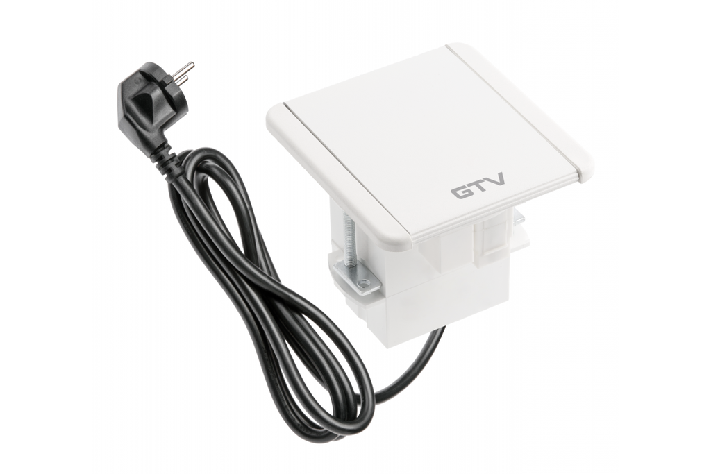 Подовжувач GTV врізний квадратний FLIP, 1xSCHUKO, 2xUSB A, 1xRJ45, 1xHDMI, кабель з вилкою 1,5м, білий(AE-GM1SSLI-10)