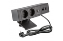 Подовжувач GTV прямокутний накладний BAR, 2xSCHUKO, 1xUSB A, 1xTYPE-C, 1xRJ45, 1xHDMI, кабель з вилкою 1,5м, чорний (AE-GM2SBAR-20)