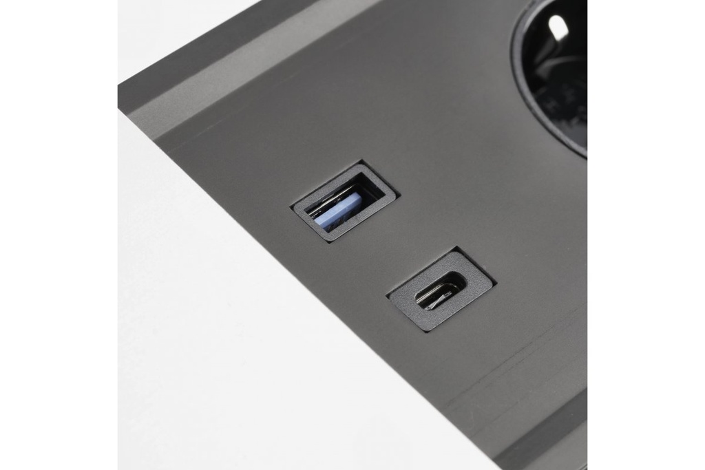 Подовжувач вбудований GTV PRESTINO, 2x роз. schuko, USB A+C, RJ45, HDMI, 1,5 м, білий
