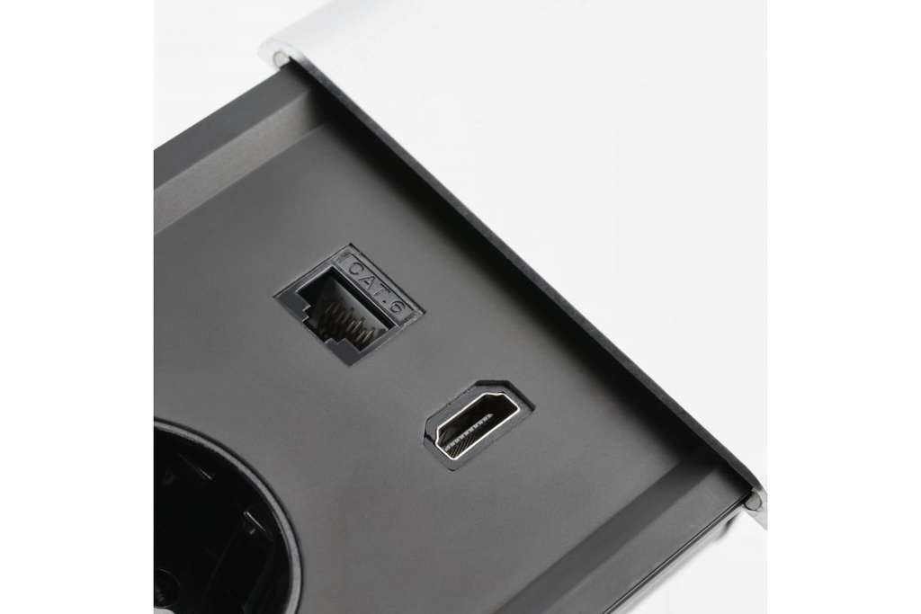 Подовжувач вбудований GTV PRESTINO, 2x роз. schuko, USB A+C, RJ45, HDMI, 1,5 м, срібний