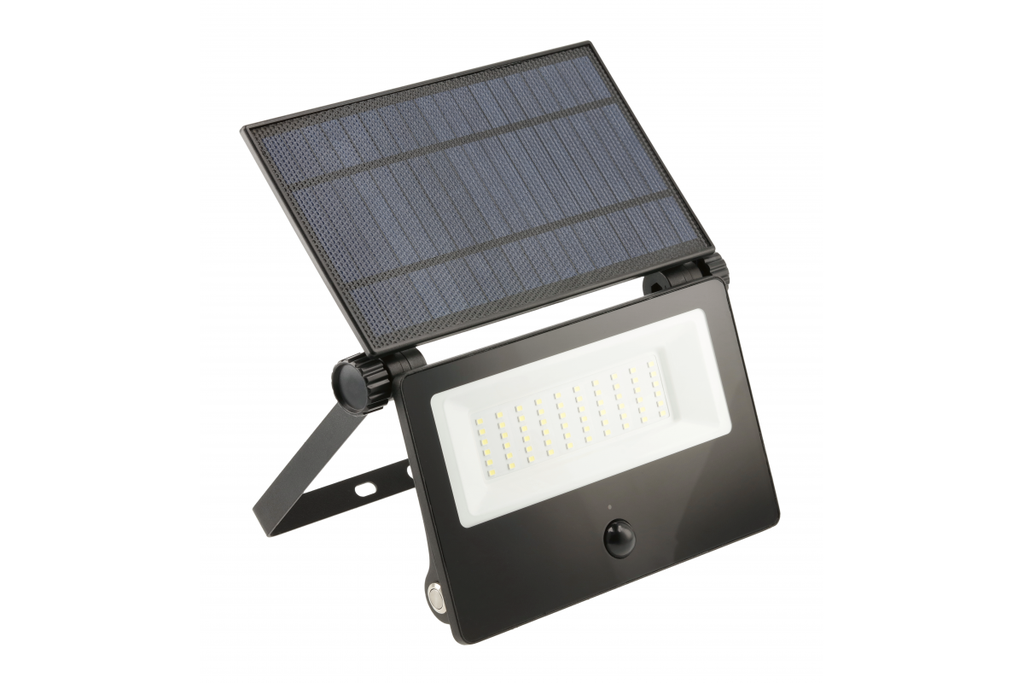 Прожектор GTV LUMOS II, датчик руху, сонячна панель, 2000Lm, 2x2600mAh, 6400K, IP65, зарядний, чорний (LD-LUMOSII-3000-64)