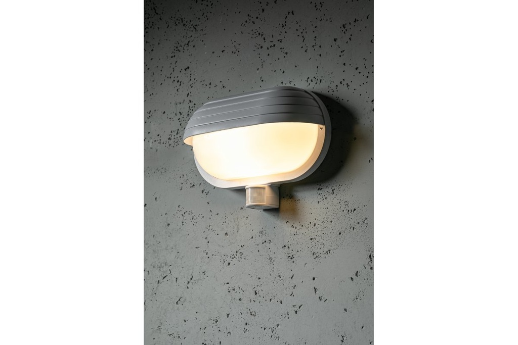 Світильник GTV KACROO з захистом та датчиком руху, max.60W, E27, 180°, IP40, білий