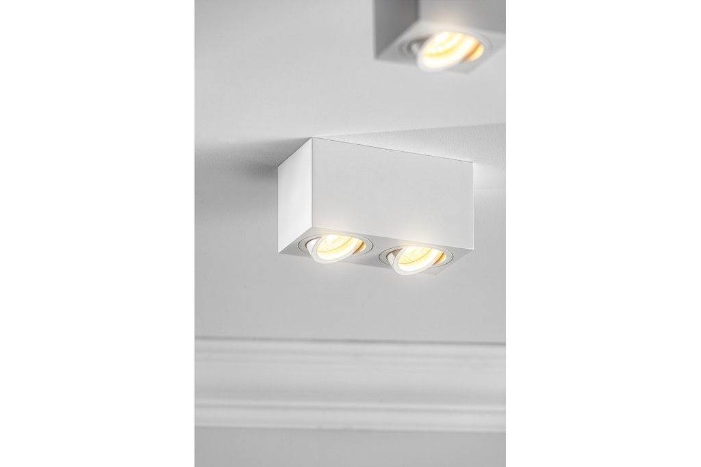 Світильник подвійний GTV AVEIRO DUO BIS, алюміній, 160x80x90мм, IP20, max.20W*2, квадрат, білий (OS-AVB80160KW2-10)