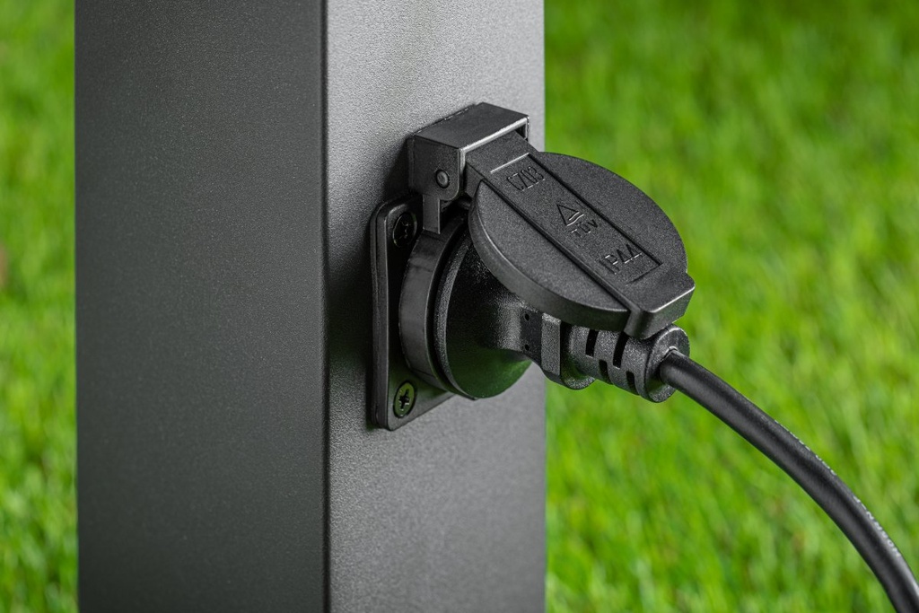 Світильник садовий з розеткою GTV LARGO-P 50, E27, MAX.15W, IP44, стовпчик, графіт (OS-LARGP40G-30)
