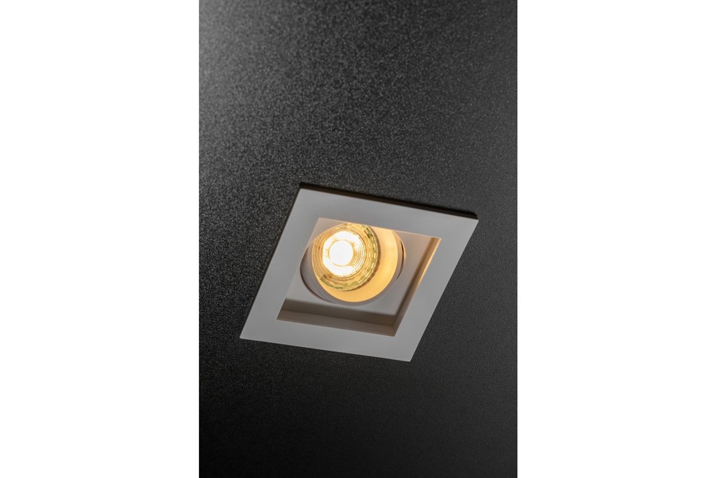 Світильник точковий GTV RUBIO, 102x102mm, IP20, квадратний, одинарний, білий (пластик) (OP-RUBIOKW1-10)