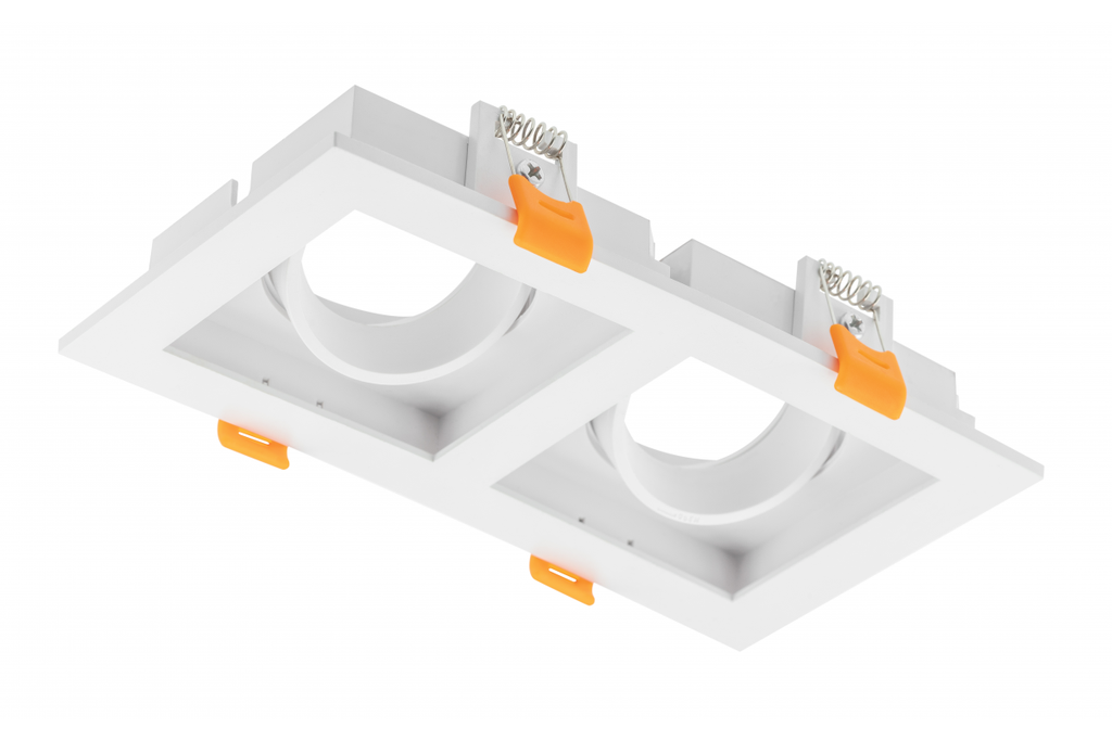 Світильник точковий GTV RUBIO, 187x102mm, IP20, квадратний, подвійний, білий (пластик) (OP-RUBIOKW2-10)