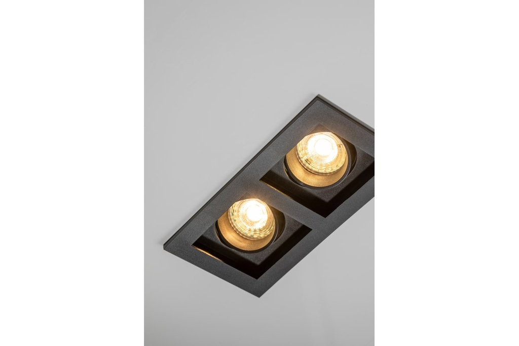 Світильник точковий GTV RUBIO, 187x102mm, IP20, квадратний, подвійний, чорний (пластик) (OP-RUBIOKW2-00)