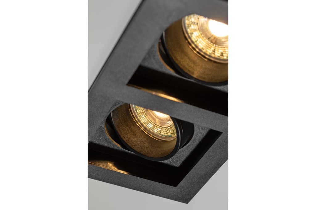 Світильник точковий GTV RUBIO, 187x102mm, IP20, квадратний, подвійний, чорний (пластик) (OP-RUBIOKW2-00)