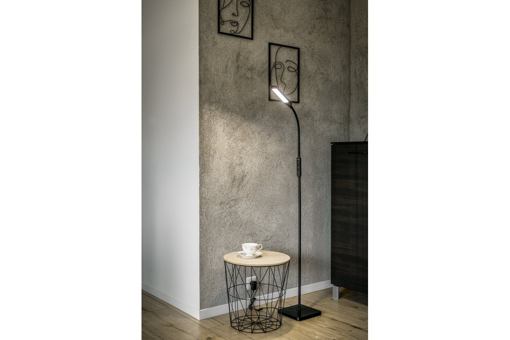 Торшер GTV Vasalia, 8W, 450Lm, AC220-240V, 4-CCT, 5 димер, таймер, PF>0,5, Ra>80, чорний