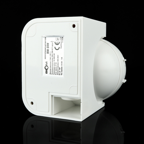 Інфрачервоний датчик руху BIOM IRM-04W max 1200Вт 180°, настінний, білий