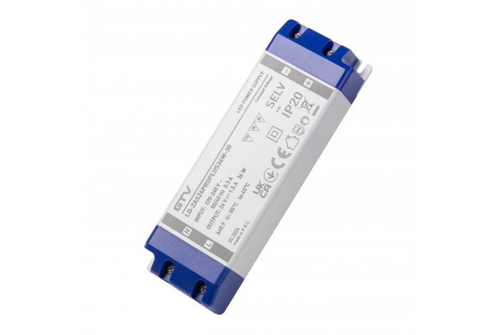 Блок живлення GTV PRO+, DC24В, 36 Вт, вхід AC220-240В, IP20