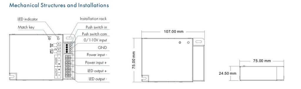 LED-димер DEYA 12-24VDC, 20A*1CH, PUSH-DIM (V1-T)