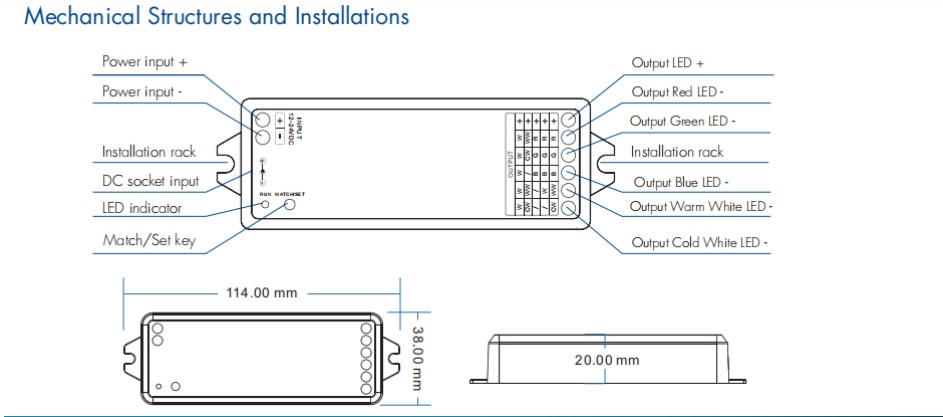 LED-контролер DEYA 12-24VDC, 3A*5CH(WT5)